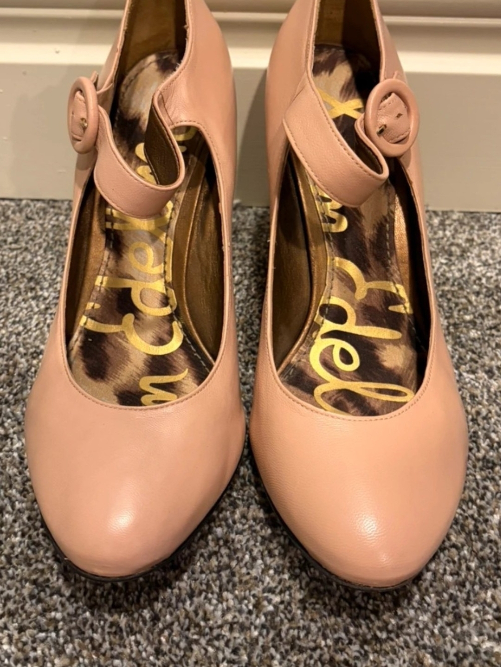 Sam Edelman Pink Mary Jane Heels with Round Buckle Strap 8